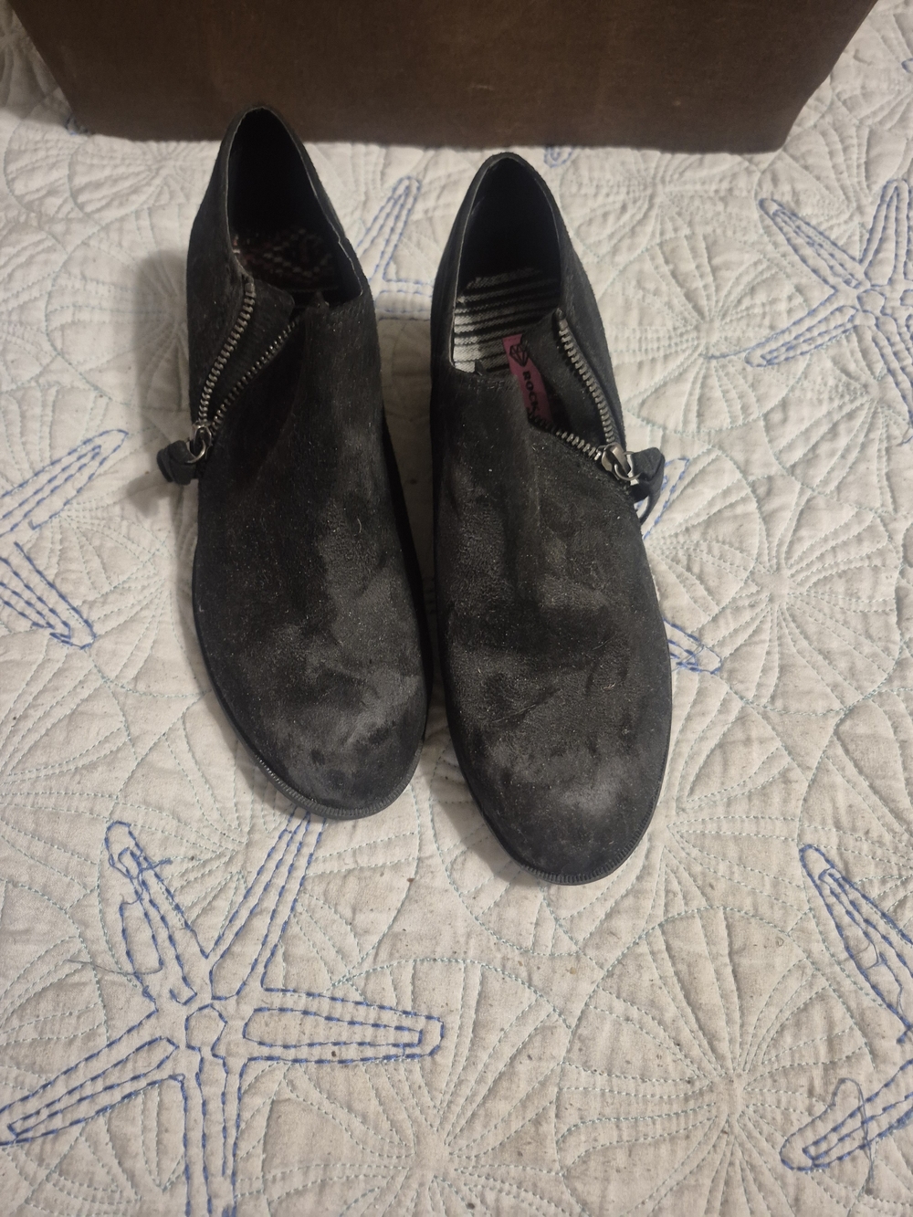 Rocket Dog Black Suede Ankle Booties with Side Zipper